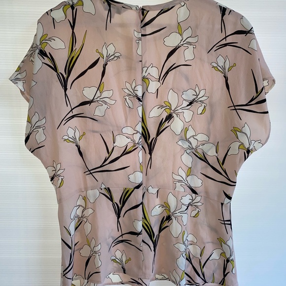 Veronika Maine Womens Pale Blush Floral Short Sleeved Blouse Workwear Size 12 - Picture 9 of 15